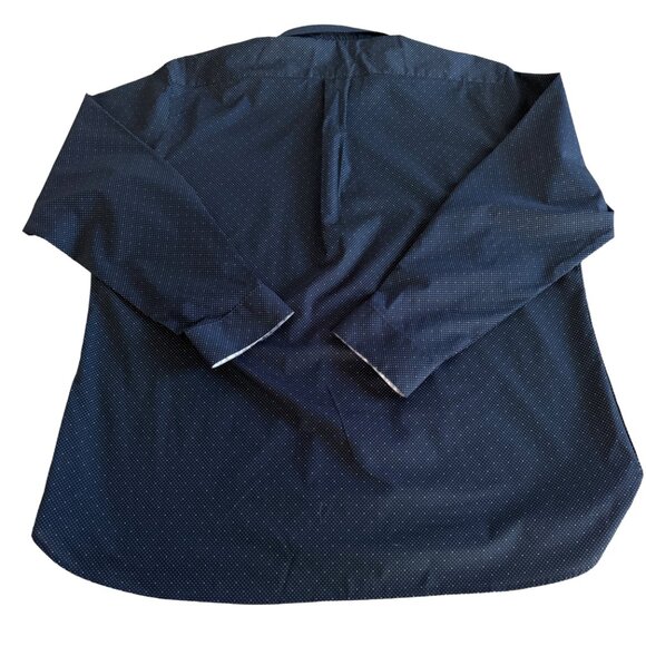 Van Heusen Men's XXL 18-18.5 Blue Polka Dot Long Sleeve Button Down Shirt - Picture 2 of 7